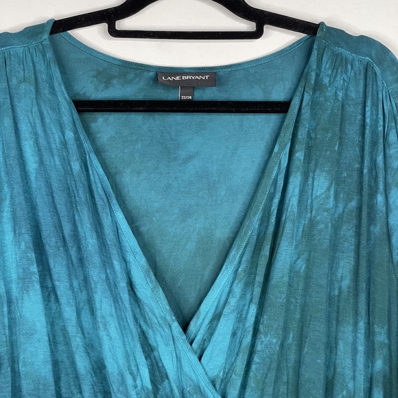 2/$30 Lane Bryant Asymmetric Faux Evening Gown 22/ 24 Green High Low Maxi #7129 - Picture 4 of 16